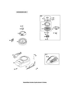 Rewind Starter/Blower Housing Diagram and Parts List for 10M900 0005-0712 Briggs and Stratton Engine